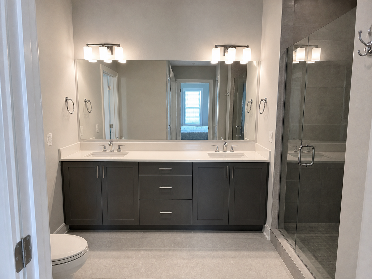 Bathroom reflection removal and vanity cleanup, after